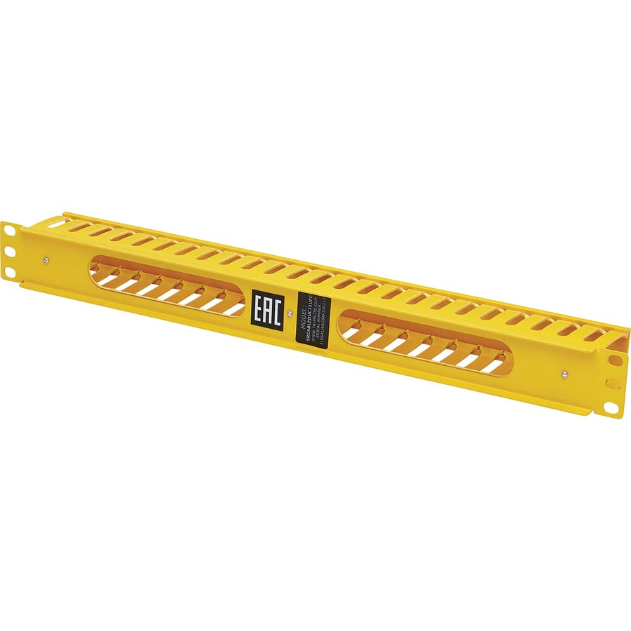 Tripp Lite by Eaton Gestionnaire de câbles horizontal – Conduit de doigt avec couvercle, Jaune, 1U SRCABLEDUCT1UFC