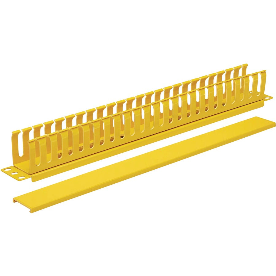 Tripp Lite by Eaton Gestionnaire de câbles horizontal – Conduit de doigt avec couvercle, Jaune, 1U SRCABLEDUCT1UFC