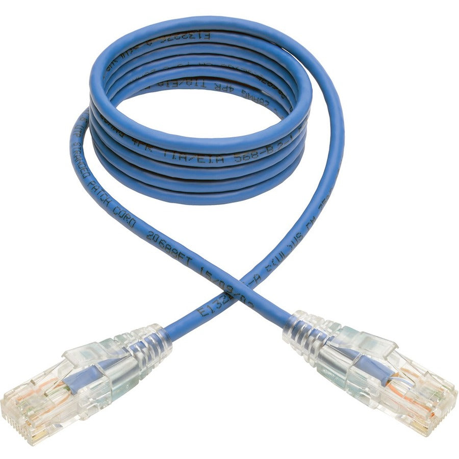 Tripp Lite by Eaton Cat6 Gigabit Snagless Molded Slim UTP Patch Cable (RJ45 M/M), Blue, 4ft N201-S04-BL