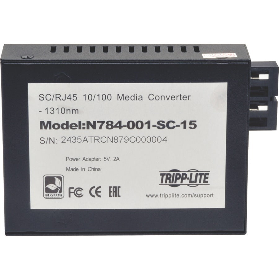 Convertisseur de média monomode Tripp Lite par Eaton 10/100 SC, 15 km, 1310 nm N784-001-SC-15