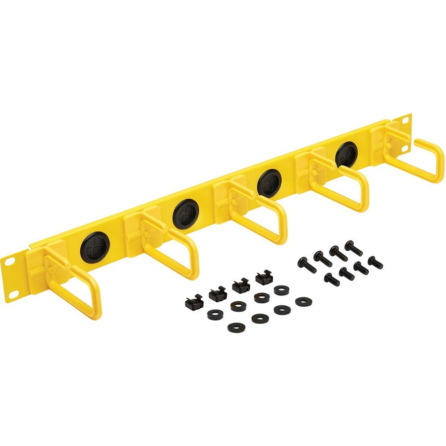 Tripp Lite by Eaton Gestionnaire de câbles horizontal – Anneaux flexibles, Jaune, 1U SRCABLERING1UFC