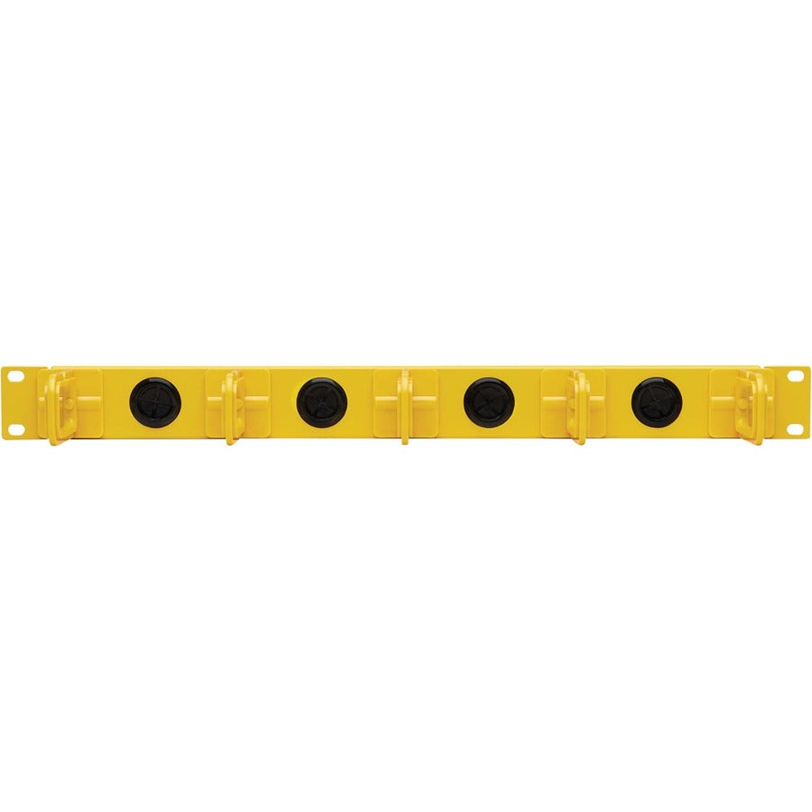 Tripp Lite by Eaton Gestionnaire de câbles horizontal – Anneaux flexibles, Jaune, 1U SRCABLERING1UFC