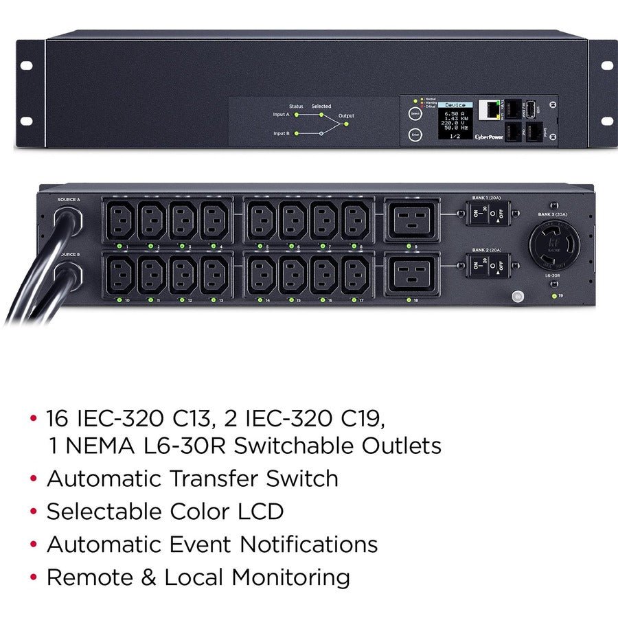 CyberPower Metered ATS PDU PDU44007 PDU 19 prises PDU44007