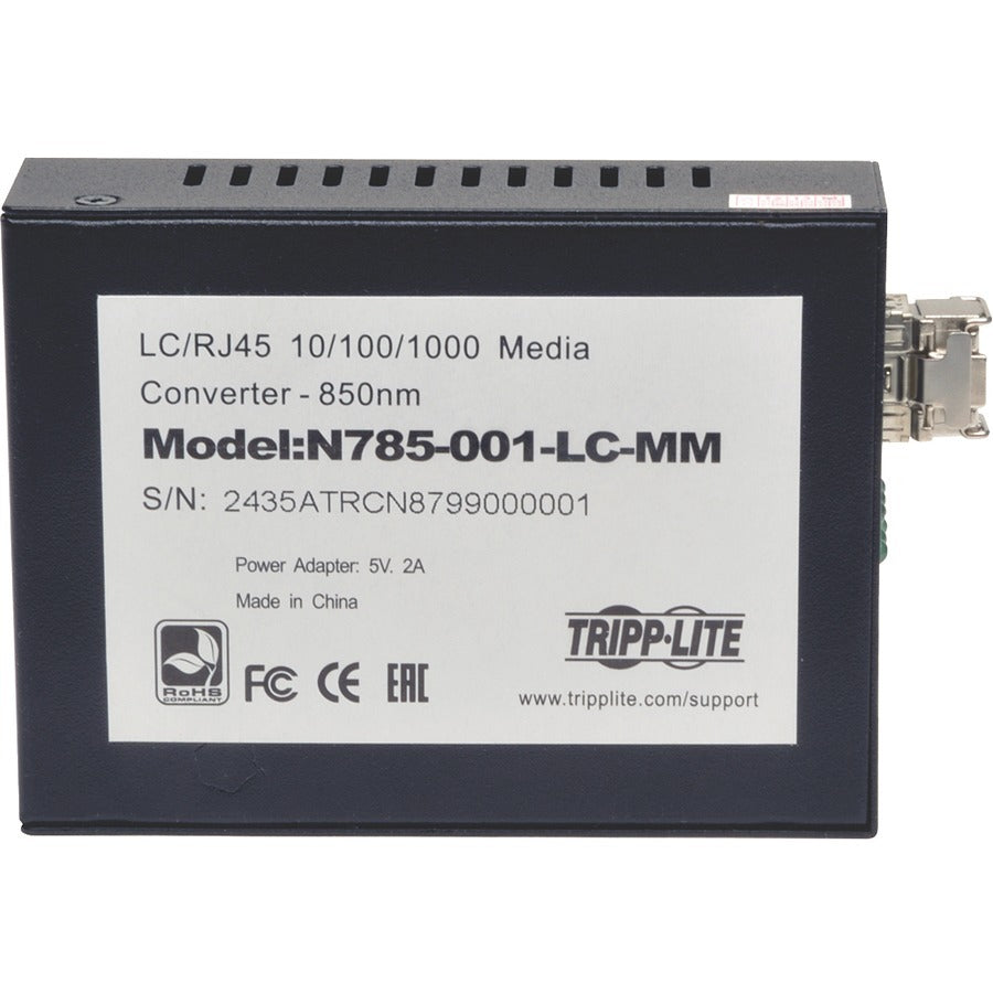 Tripp Lite by Eaton 10/100/1000 LC Multimode Media Converter, 550M, 850nm N785-001-LC-MM