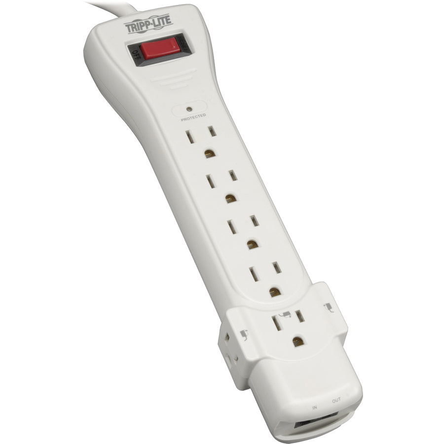 Tripp Lite Surge Protector Power Strip 120V 7 Outlet RJ11 12' Cord 1080 Joules - Receptacles: 7 x NEMA 5-15R - 1080J SUPER6TEL12