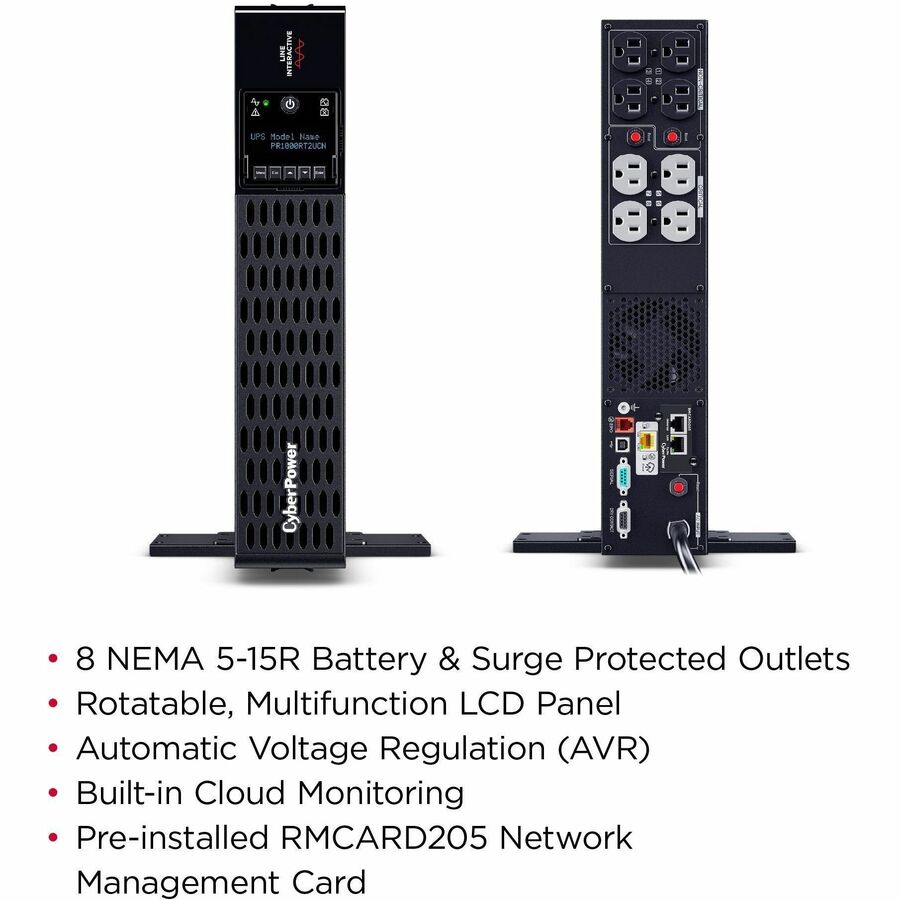 CyberPower Smart App Sinewave PR1000RT2UCN 1000VA Rack/Tower UPS PR1000RT2UCN