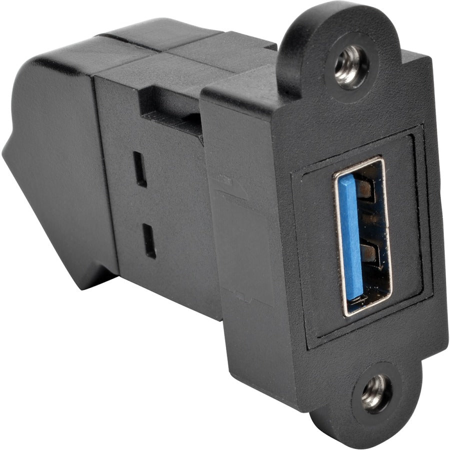 Tripp Lite by Eaton USB 3.0 All-in-One Keystone/Panel Mount Angled Coupler (F/F), Black U325-000-KPA-BK