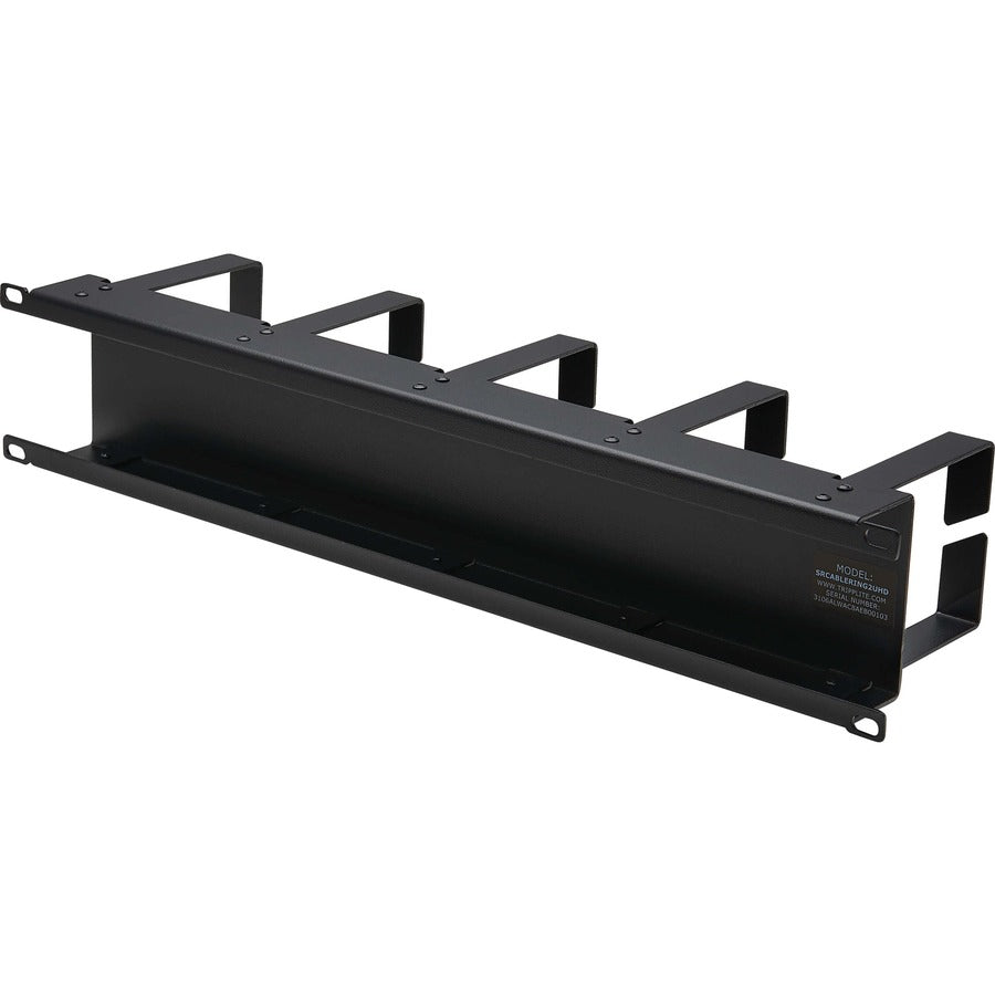 Gestionnaire de câbles horizontal Tripp Lite by Eaton - Anneaux métalliques, Noir, 2U SRCABLERING2UHD