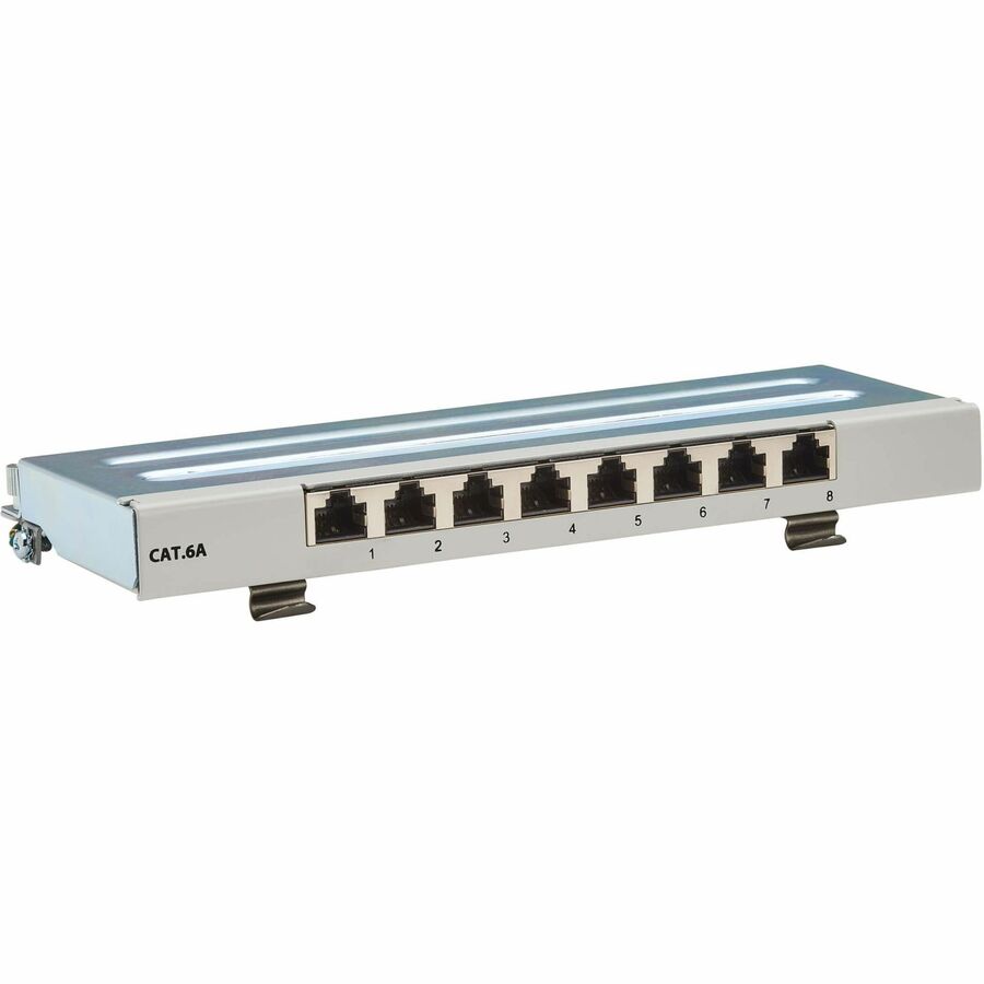 Tripp Lite by Eaton Cat6a STP Patch Panel, 8 Ports, DIN Rail or Wall Mount, TAA N250-SH08-DIN6A