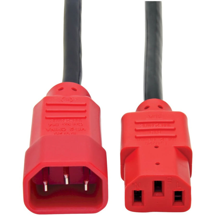 Tripp Lite 4ft Computer Power Cord Extension Cable C14 to C13 Red 10A 18AWG 4' P004-004-RD