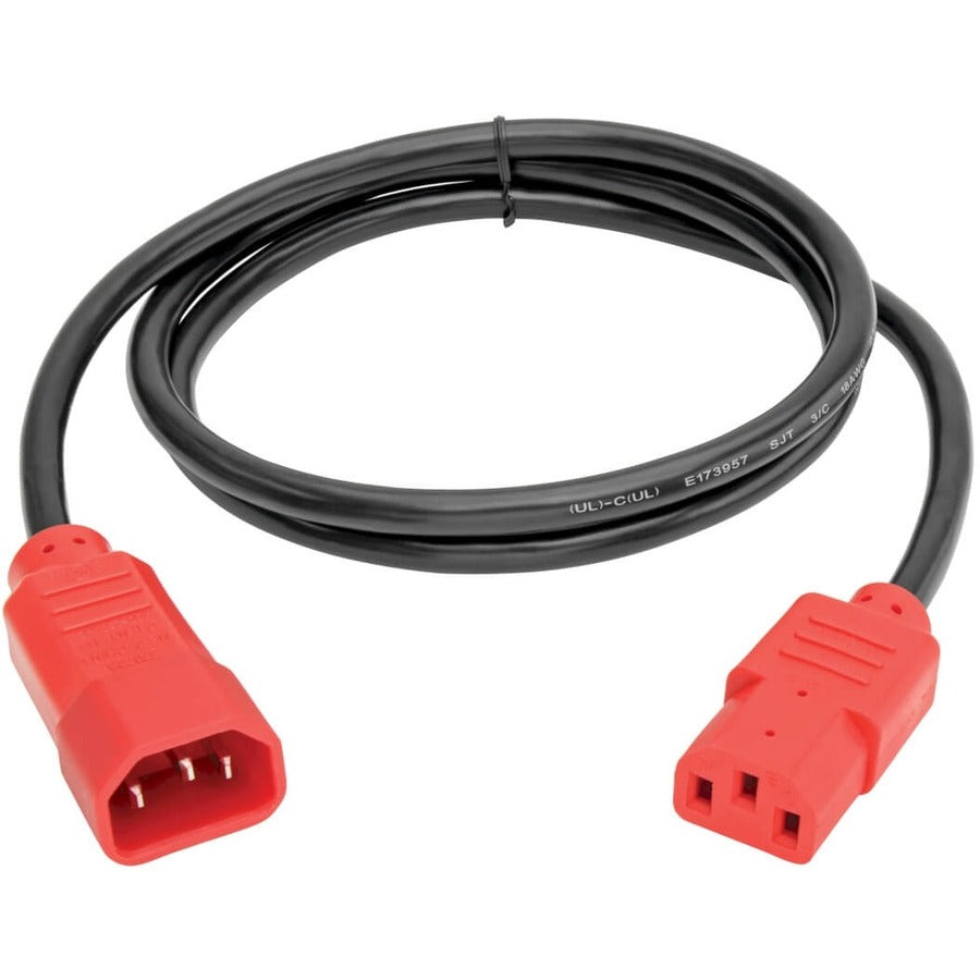 Tripp Lite 4ft Computer Power Cord Extension Cable C14 to C13 Red 10A 18AWG 4' P004-004-RD