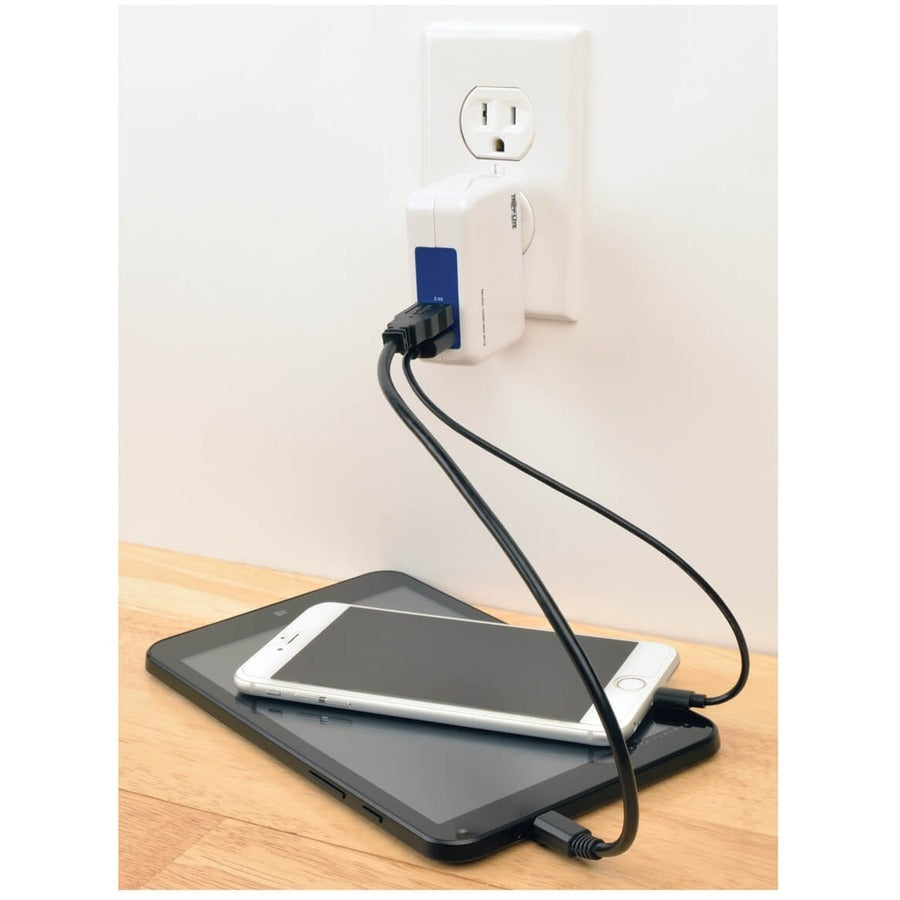 Tripp Lite by Eaton 2-Port USB Wall/Travel Charger, 5V, 1.0/2.4A U280-002-W12