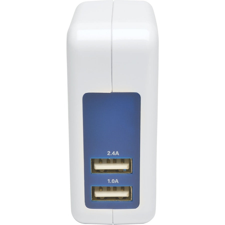 Tripp Lite by Eaton 2-Port USB Wall/Travel Charger, 5V, 1.0/2.4A U280-002-W12