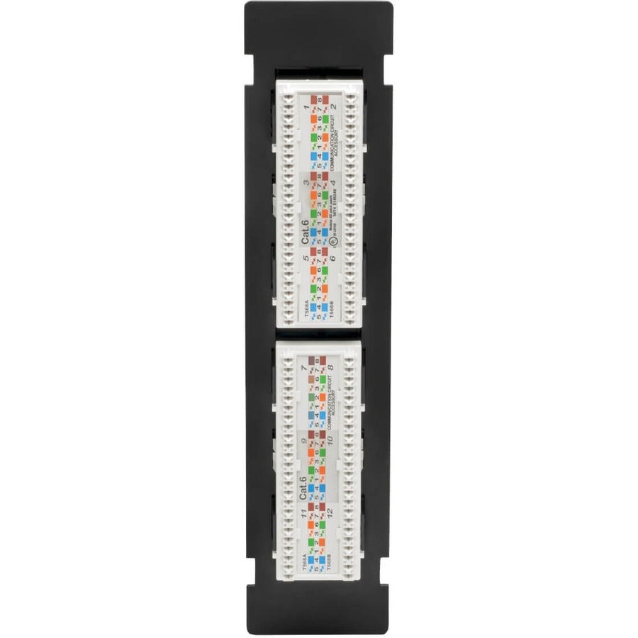 Tripp Lite by Eaton N250-P12 12-Port Wall-Mount Cat6 Patch Panel - PoE+ Compliant N250-P12