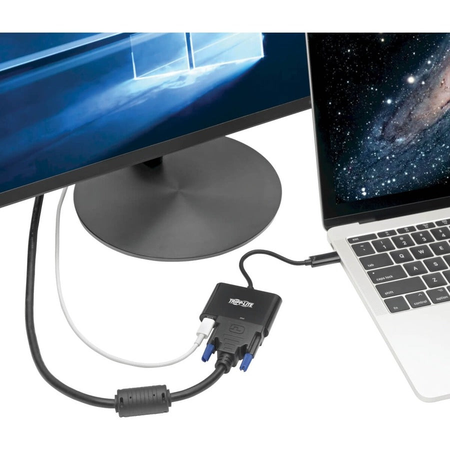 Tripp Lite by Eaton USB-C to DVI Adapter w/PD Charging - USB 3.1, Thunderbolt 3, 1080p, Black U444-06N-DB-C