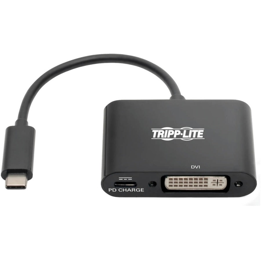 Tripp Lite by Eaton USB-C to DVI Adapter w/PD Charging - USB 3.1, Thunderbolt 3, 1080p, Black U444-06N-DB-C