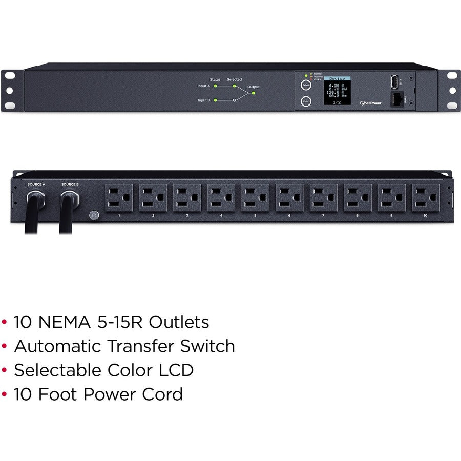 CyberPower Switched ATS PDU PDU24001 10-Outlets PDU PDU24001