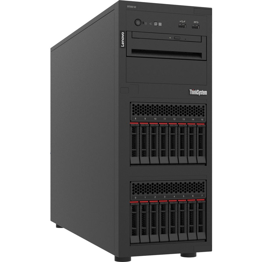 Lenovo ThinkSystem ST250 V2 7D8FA012NA Tower Server - 1 x Intel Xeon E-2336 2.90 GHz - 16 GB RAM - Serial ATA/600 Controller 7D8FA012NA