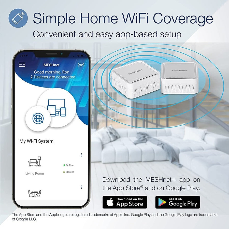 TRENDnet AC1200 WiFi EasyMesh Remote Node, App-Based Setup Utility, Seamless WiFi Roaming, Beamforming,Supports 2.4GHz and 5GHz Devices, TEW-832MDR, White TEW-832MDR