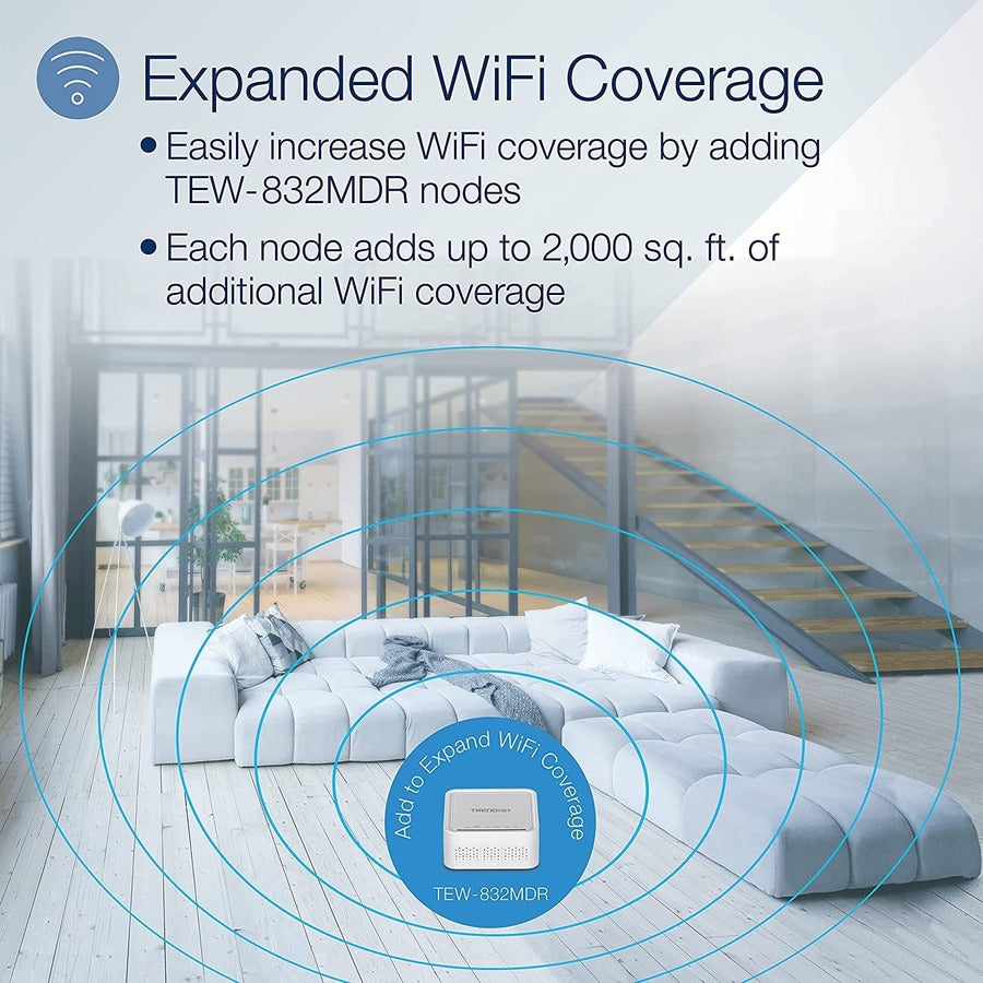 TRENDnet AC1200 WiFi EasyMesh Remote Node, App-Based Setup Utility, Seamless WiFi Roaming, Beamforming,Supports 2.4GHz and 5GHz Devices, TEW-832MDR, White TEW-832MDR