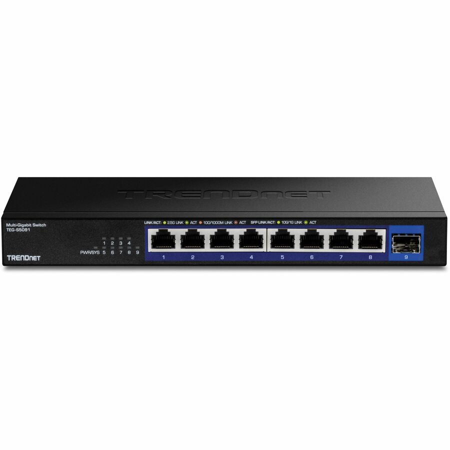 TRENDnet 9-Port 2.5G Unmanaged Switch with 10G SFP+ Port TEG-S5091