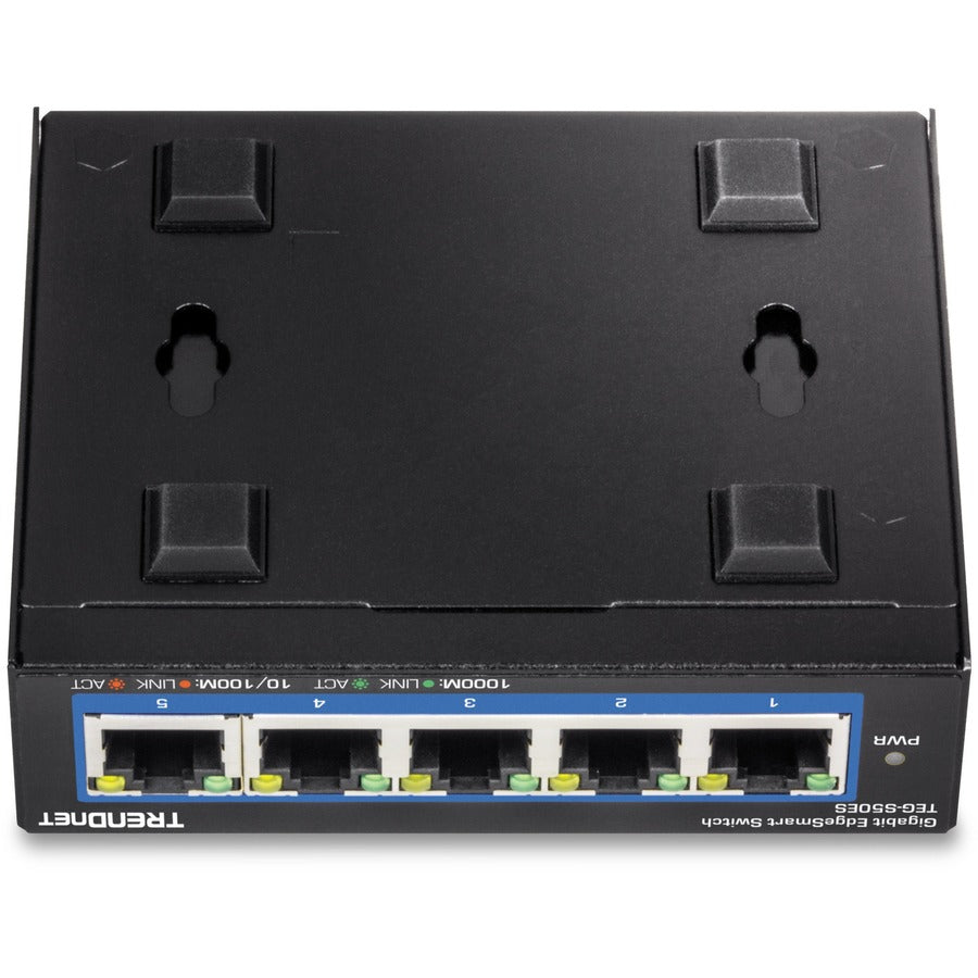 Commutateur EdgeSmart Gigabit 5 ports TRENDnet ; TEG-S50ES ; 5 ports Gigabit ; Capacité de commutation de 10 Gbit/s ; Commutateur de bureau réseau Ethernet ; Switch Gigabit intelligent géré ; Métal; Sans ventilateur ; Protection à vie TEG-S50ES