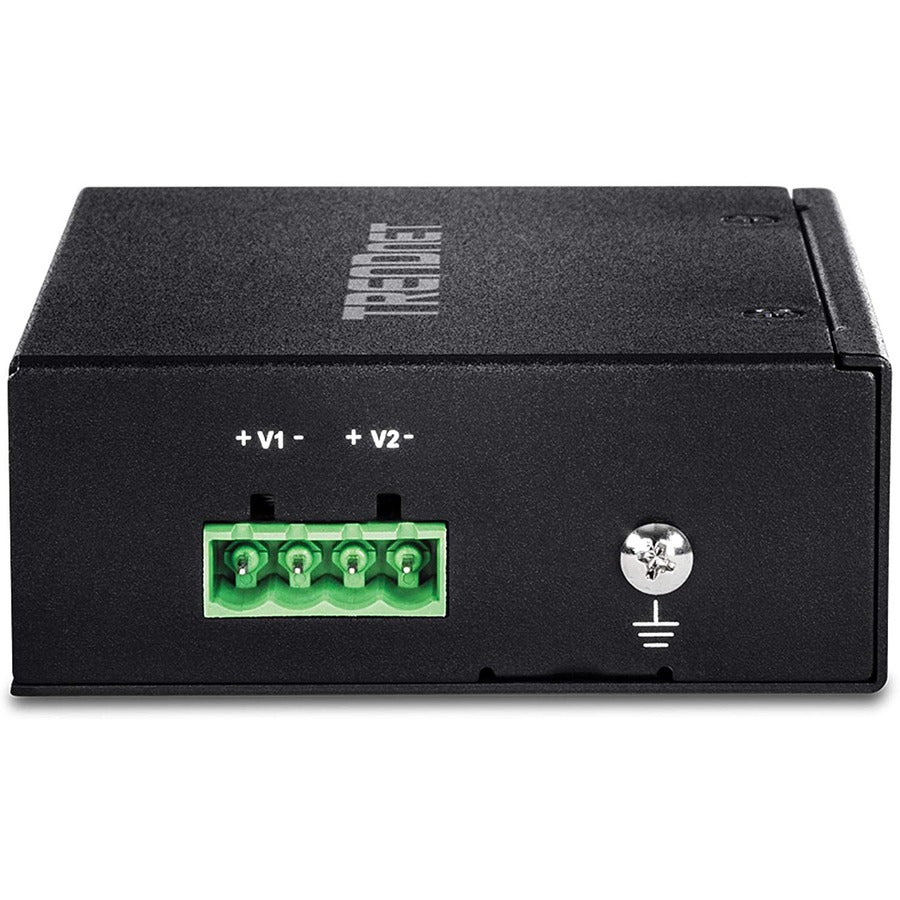 TRENDnet Commutateur industriel Fast Ethernet sur rail DIN à 5 ports, 4 ports Fast Ethernet PoE+, 1 x port Fast Ethernet, budget d'alimentation PoE 90 W, rail DIN, indice IP30, protection à vie, noir, TI-PE50 TI-PE50