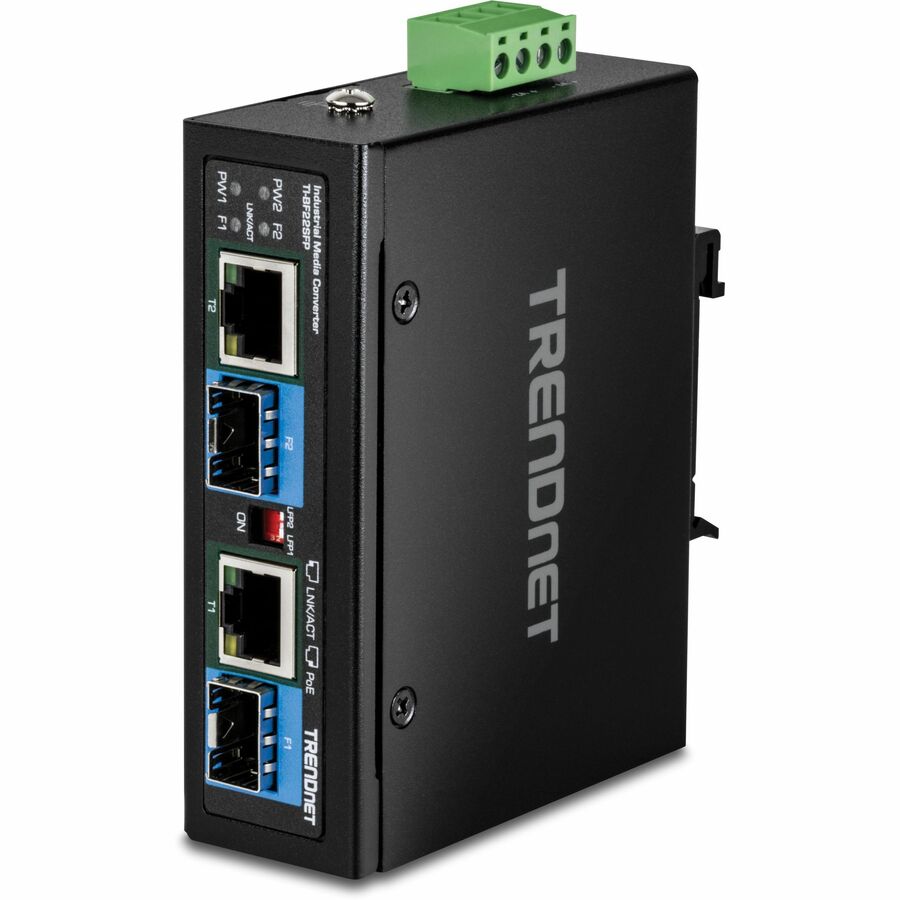 TRENDnet 2-Port Industrial SFP to Gigabit PoE++ Media Converter TI-BF22SFP