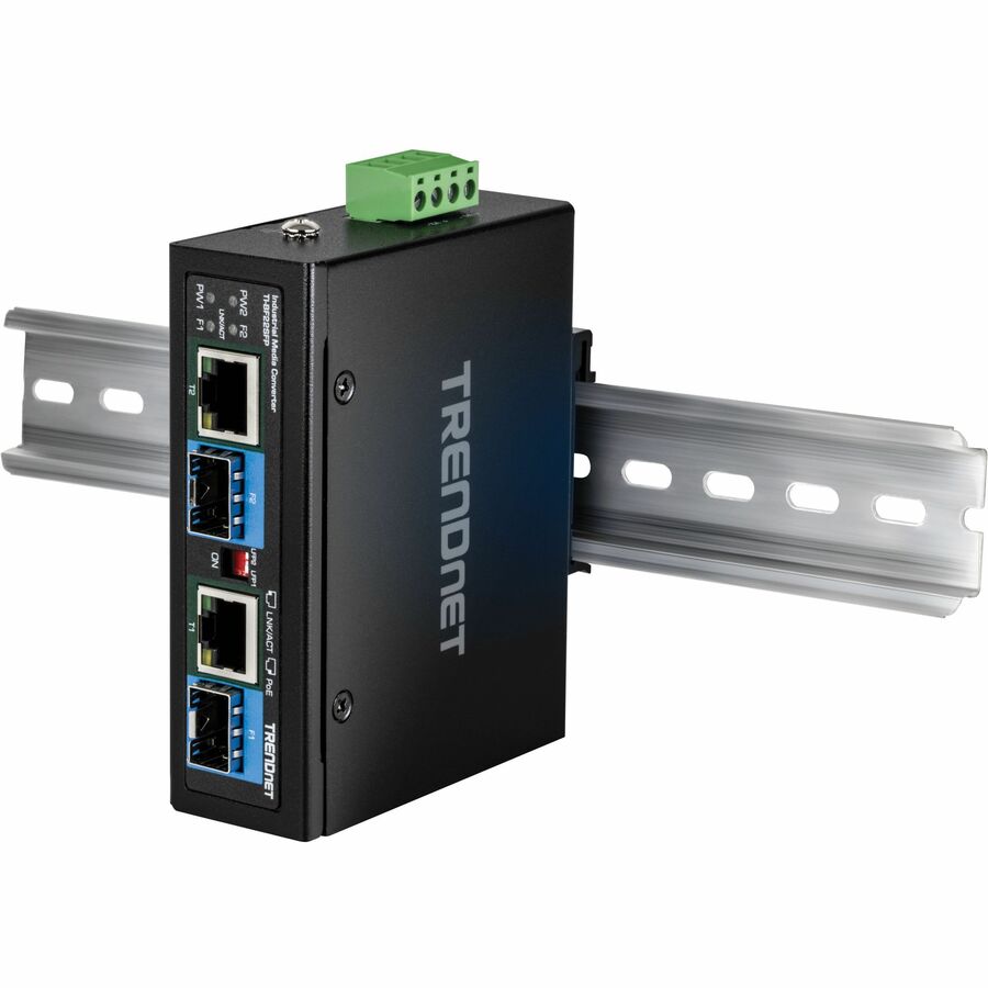 TRENDnet 2-Port Industrial SFP to Gigabit PoE++ Media Converter TI-BF22SFP