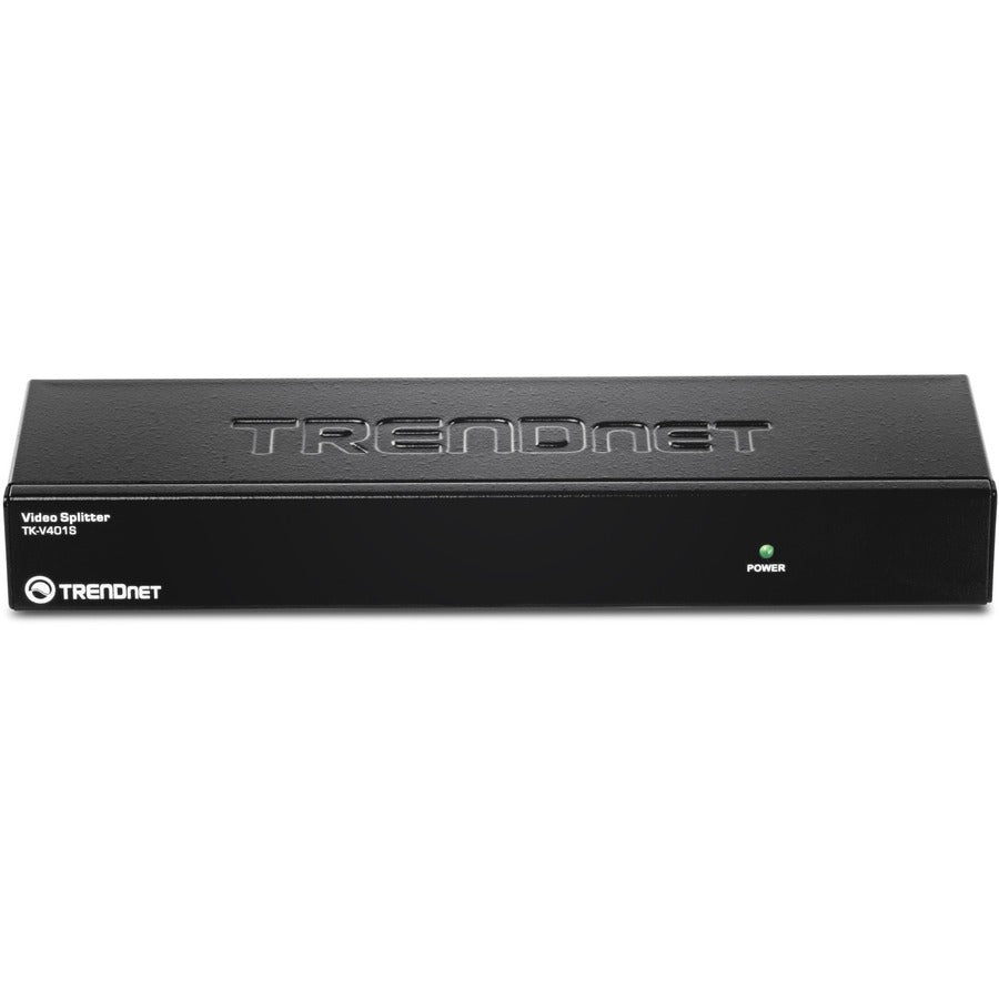 TRENDnet 4-Port Stackable Video Splitter, Cascade up to 3 units, Clone, Repeat, Support VGA, SVGA, Multisync Display, Up to 65 Meters, TK-V401S TK-V401S