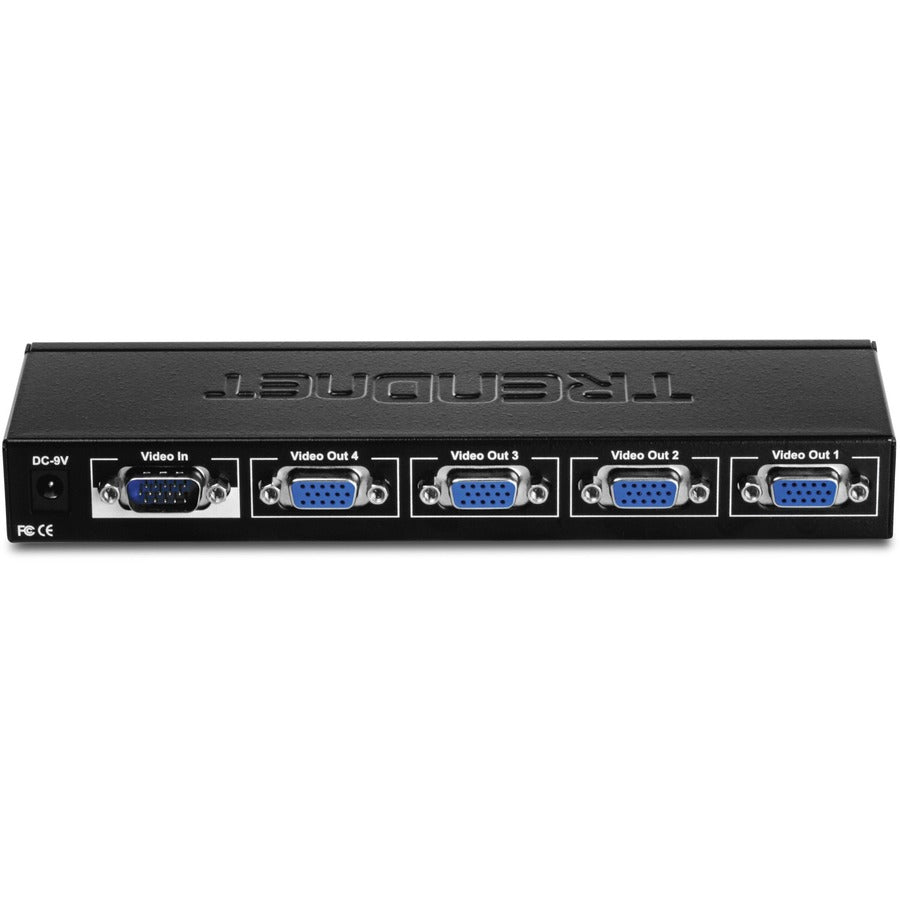 TRENDnet 4-Port Stackable Video Splitter, Cascade up to 3 units, Clone, Repeat, Support VGA, SVGA, Multisync Display, Up to 65 Meters, TK-V401S TK-V401S