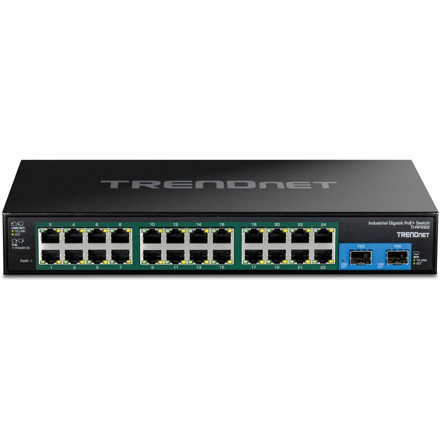 TRENDnet 26-Port Hardened Industrial Gigabit PoE+ Rackmount Switch TI-RP262