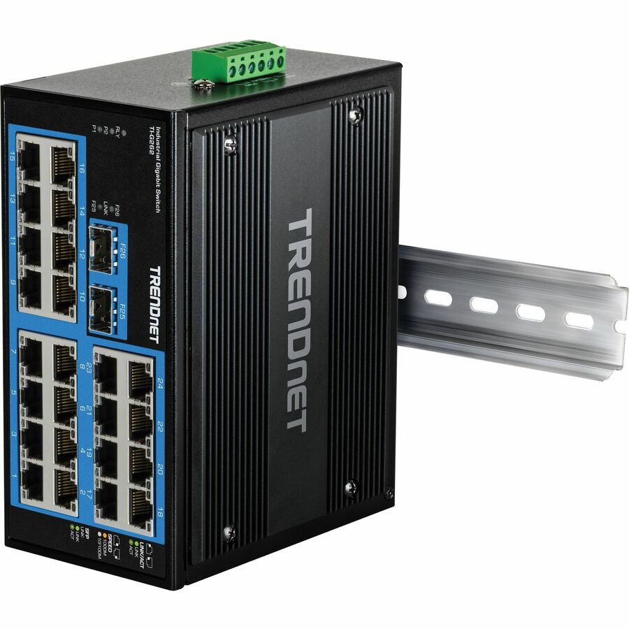 TRENDnet 26-Port Hardened Industrial Gigabit DIN-Rail Switch TI-G262