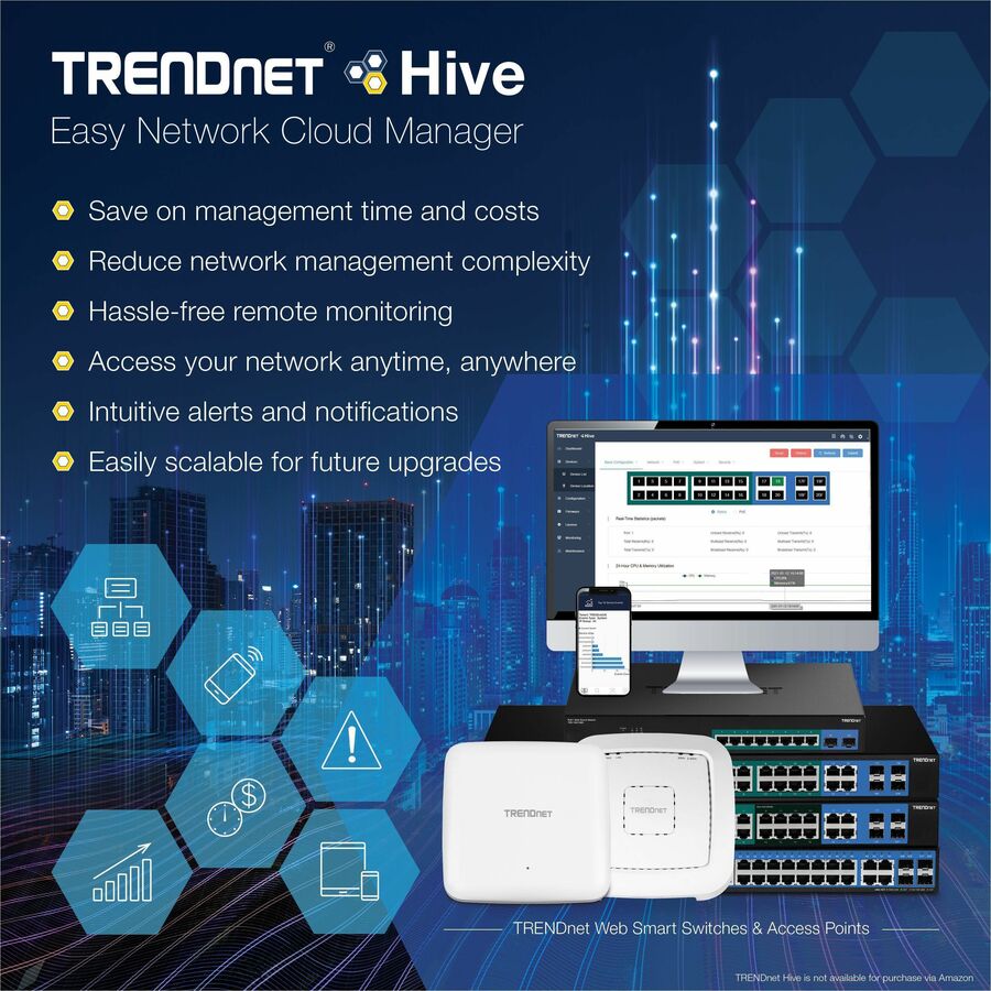 TRENDnet TEW-923DAP Dual Band IEEE 802.11 a/b/g/n/ac/ax 2.91 Gbit/s Wireless Access Point - Indoor - TAA Compliant TEW-923DAP