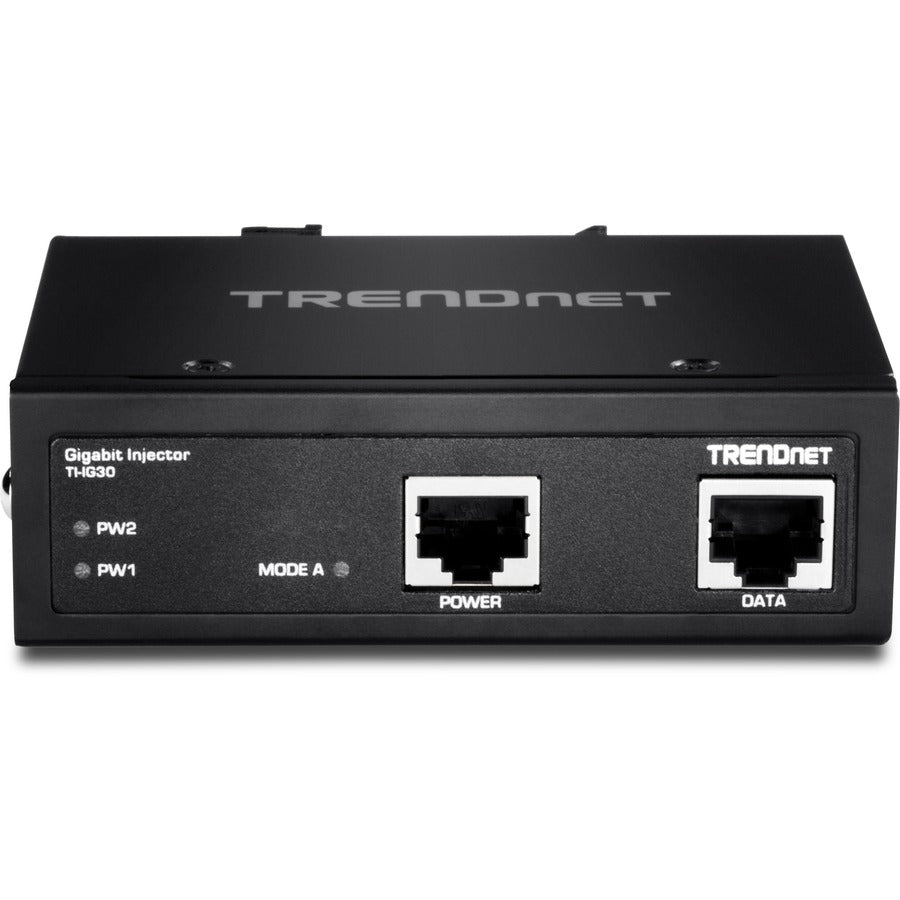 TRENDnet Hardened Industrial Gigabit PoE+ Injector, DIN-Rail, Wall Mount, IP30 Rated Housing, DIN-rail & Wall Mounts Included, TI-IG30 TI-IG30