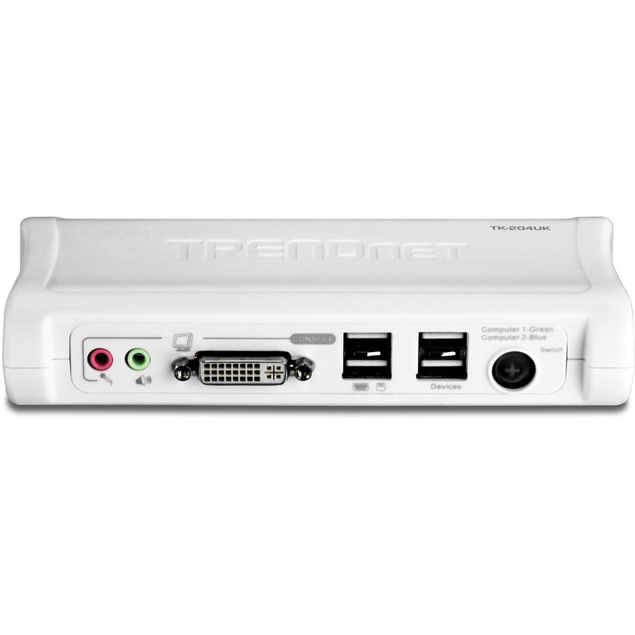 TRENDnet Kit commutateur KVM USB DVI 2 ports et câble avec audio, gestion de deux PC, 2 ports USB clavier et souris, 2 ports USB 2.0 bonus, prise en charge audio 2 voies, TK-204UK TK-204UK