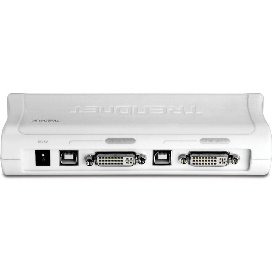 TRENDnet Kit commutateur KVM USB DVI 2 ports et câble avec audio, gestion de deux PC, 2 ports USB clavier et souris, 2 ports USB 2.0 bonus, prise en charge audio 2 voies, TK-204UK TK-204UK