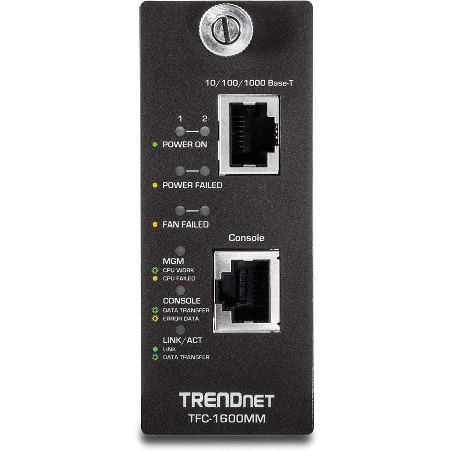 TRENDnet SNMP Management Module for TFC-1600; Supports Port Based Management; Real Time Monitoring; Converter Speed; Link Activity; Duplex Status; Gigabit Port; Lifetime Protection; TFC-1600MM TFC-1600MM