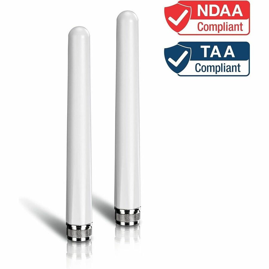 TRENDnet Kit d'antenne omnidirectionnelle double bande extérieure 5/7 dBi, connecteurs mâles de type N, prend en charge 2,4 et 5 GHz, antennes omnidirectionnelles, utilisation avec les routeurs et points d'accès 802.11ac/n/g/b/a, blanc, TEW- AO57 TEW-AO57