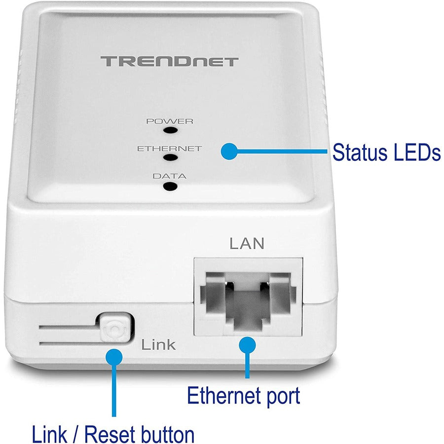 TRENDnet Powerline 500 AV Nano Adapter; TPL-406E; Includes 1 x TPL-406E Adapter; Cross Compatible with Powerline 600/500/200;Windows 10; 8.1; 8; 7; Vista; XP; Ethernet Port; Plug & Play Install TPL-406E