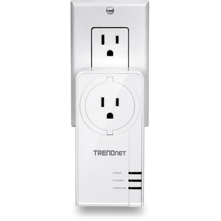 TRENDnet Powerline 1300 AV2 Adapter with Built-in Outlet; Gigabit Port; IEEE 1905.1 & IEEE 1901; Range Up to 300m (984 ft.); TPL-423E TPL-423E