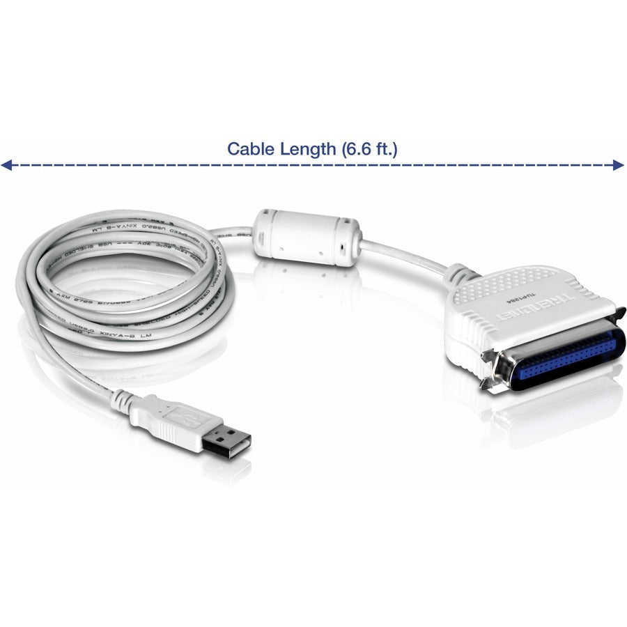 Câble convertisseur TRENDnet USB vers Parallel 1284, TU-P1284, USB 1.1/2.0/3.0, Windows 10/8.1/8/7, Mac OS X 10.6-10.9, longueur 2 m (6,6 pieds), connectez les imprimantes à port parallèle à un port USB Port, prêt à l'emploi TU-P1284