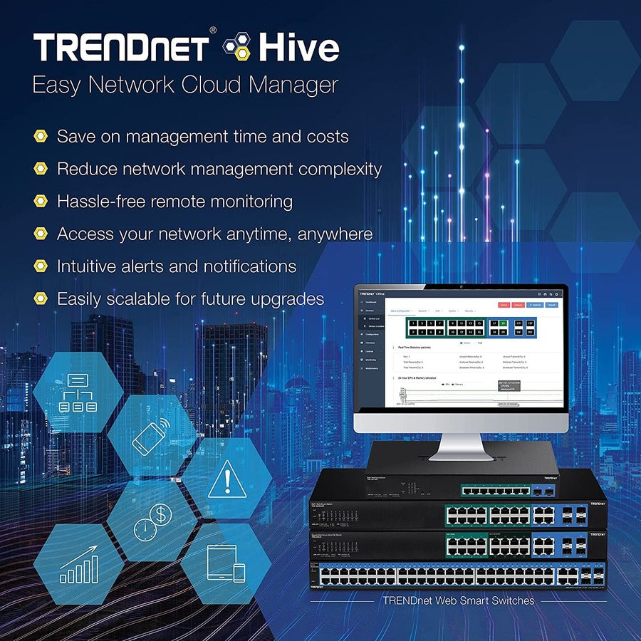 TRENDnet Commutateur intelligent Web Gigabit 52 ports, 48 ​​ports Gigabit RJ-45, 4 ports Gigabit partagés (RJ-45 ou SFP), capacité de commutation 104 Gbit/s, VLAN, QoS, LACP, IPv6, protection à vie, noir, TEG-524WS TEG -524WS