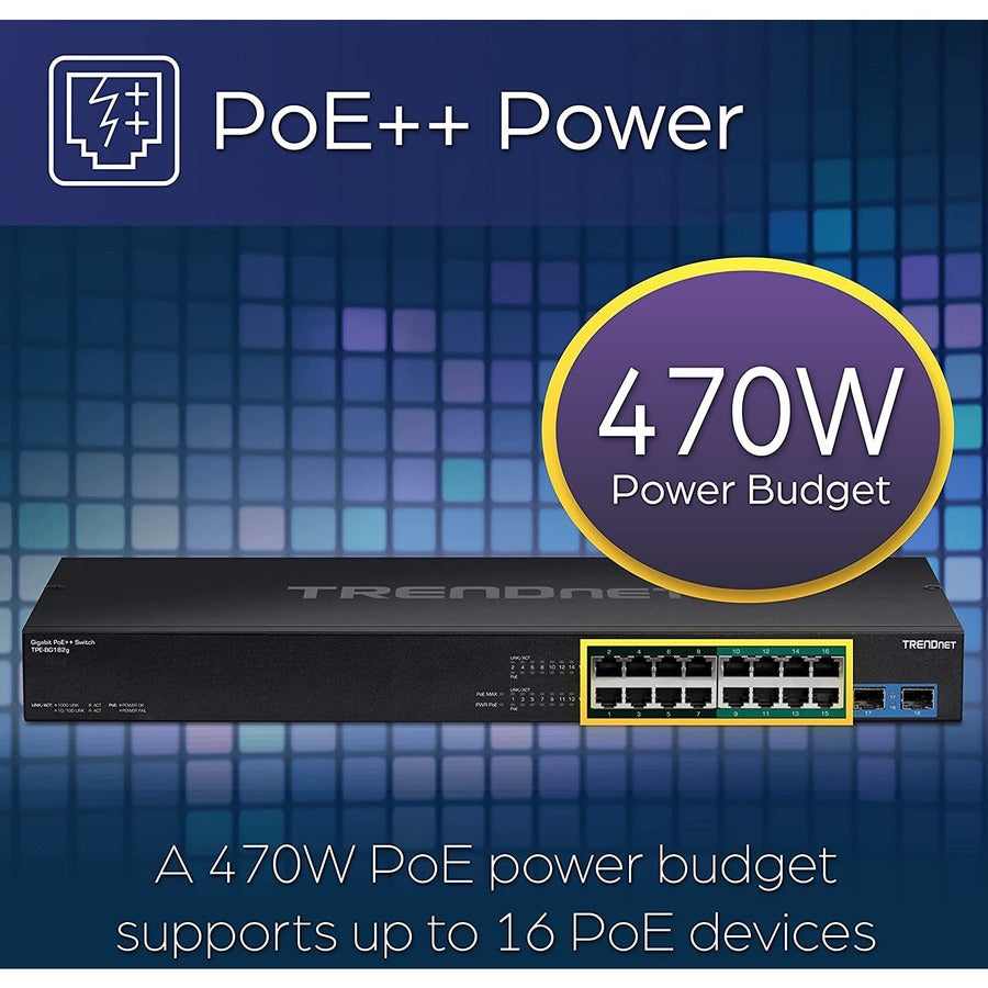 Commutateur PoE++ Gigabit 18 ports TRENDnet TPE-BG182G