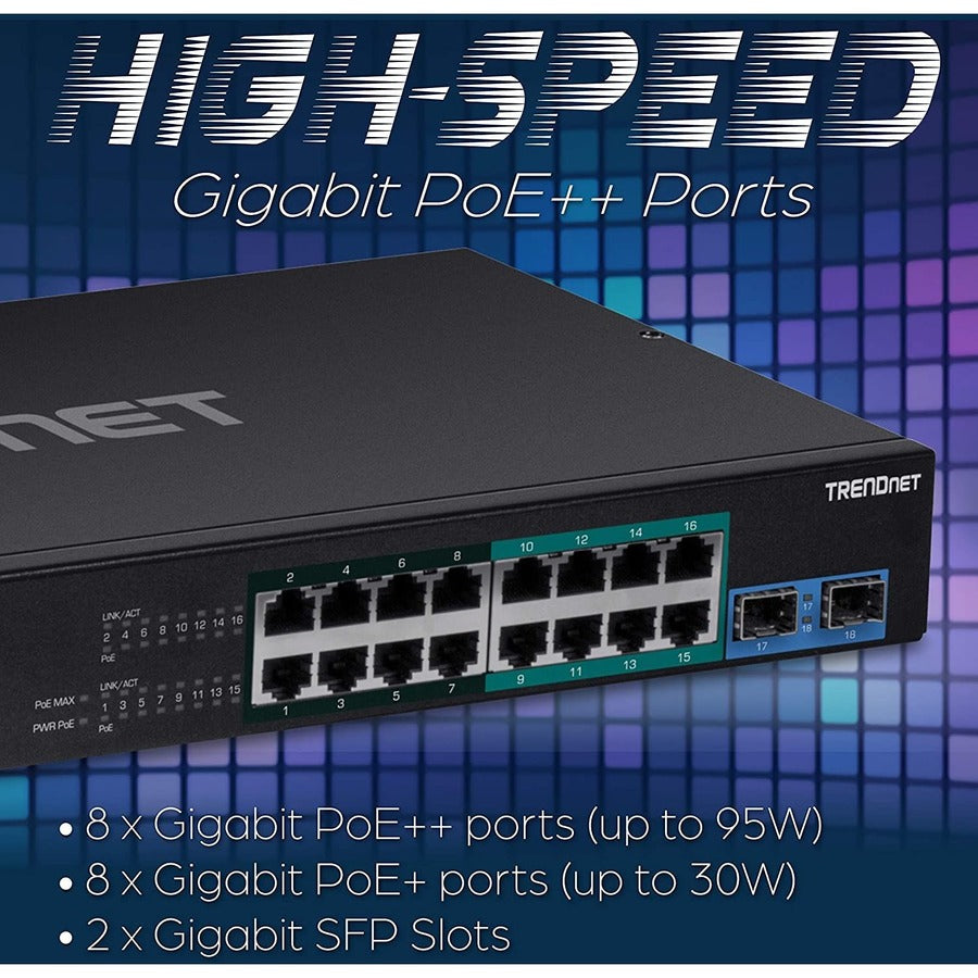 TRENDnet 18-Port Gigabit PoE++ Switch TPE-BG182G