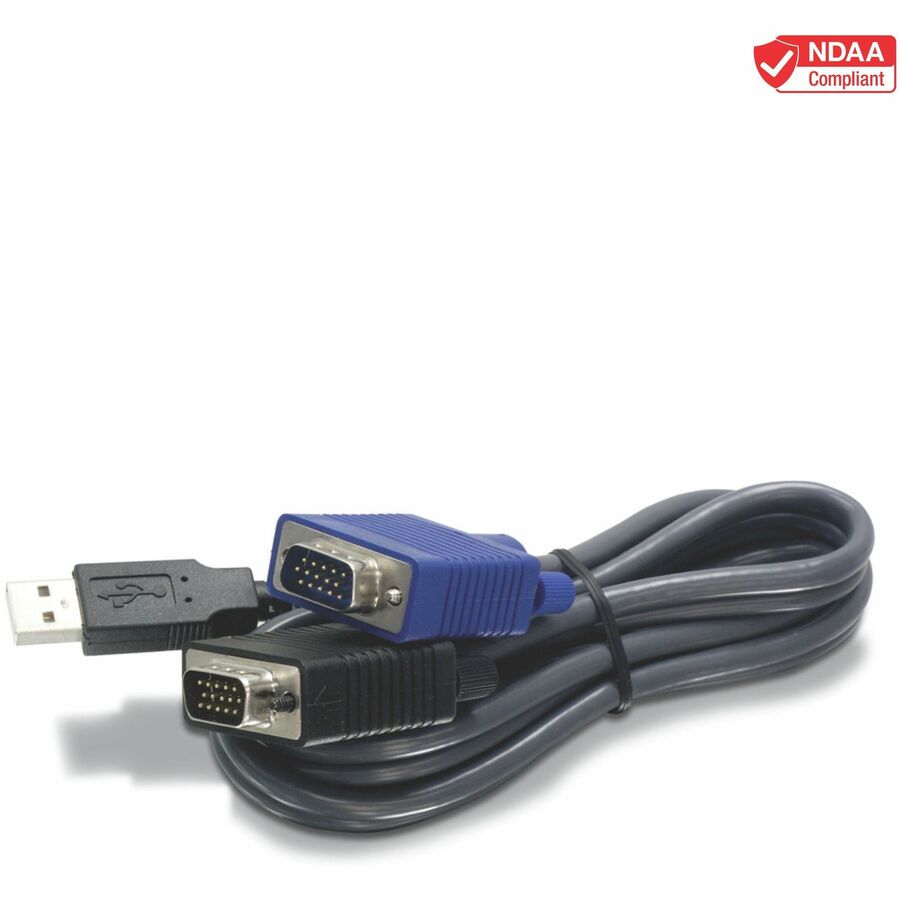 Câble KVM USB VGA TRENDnet, 15 pieds, TK-CU15, se connecte aux commutateurs KVM TRENDnet, câble clavier/souris USB et câble de moniteur TK-CU15