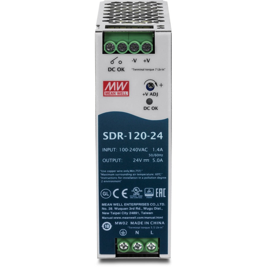 TRENDnet 120W, 24V, 5A AC to DC DIN-Rail Power Supply w/ PFC Function, TI-S12024 TI-S12024