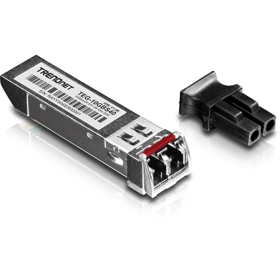 TRENDnet SFP to RJ45 10GBASE-ER SFP+ Single Mode LC Module; TEG-10GBS40; Up to 40 km (24.9 Miles); Hot Pluggable SFP+ Transceiver; 1550nm Wavelength; 3.3 V Power Supply; Lifetime Protection TEG-10GBS40