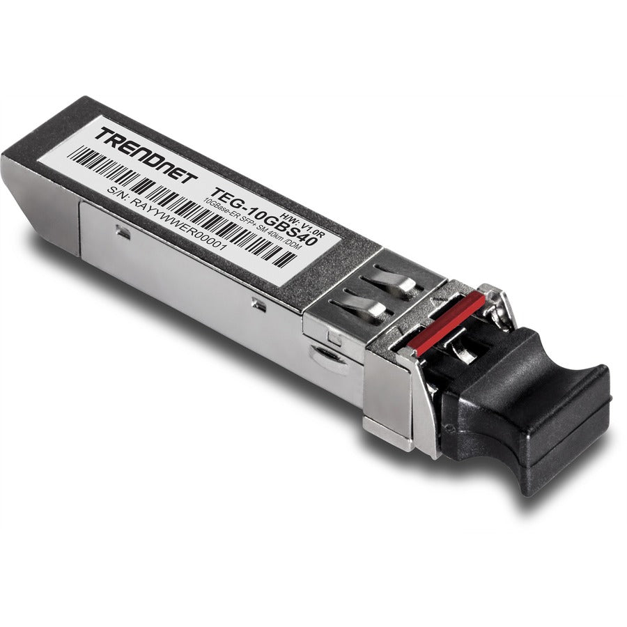 TRENDnet SFP to RJ45 10GBASE-ER SFP+ Single Mode LC Module; TEG-10GBS40; Up to 40 km (24.9 Miles); Hot Pluggable SFP+ Transceiver; 1550nm Wavelength; 3.3 V Power Supply; Lifetime Protection TEG-10GBS40