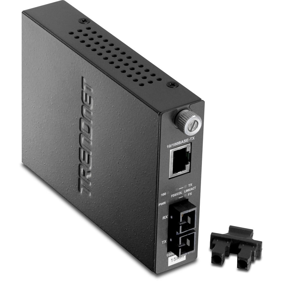 TRENDnet 100Base-TX to 100Base-FX Single Mode SC Fiber Media Converter (15 Km / 9.3 Miles);TFC-110S15; Auto-Negotiation; Auto-MDIX; Full-Duplex Mode; Fiber to Ethernet Converter; Lifetime Protection TFC-110S15